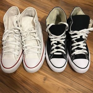 Two pairs of converse black and white